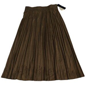 Tahari Skirt XS Faux Leather Pleated Mid Length
